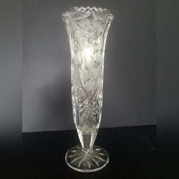 Vintage Anna Hutte German Crystal Bud Vase Retro Farmhous Decor Diamond Cut Gift - Picture 2 of 5